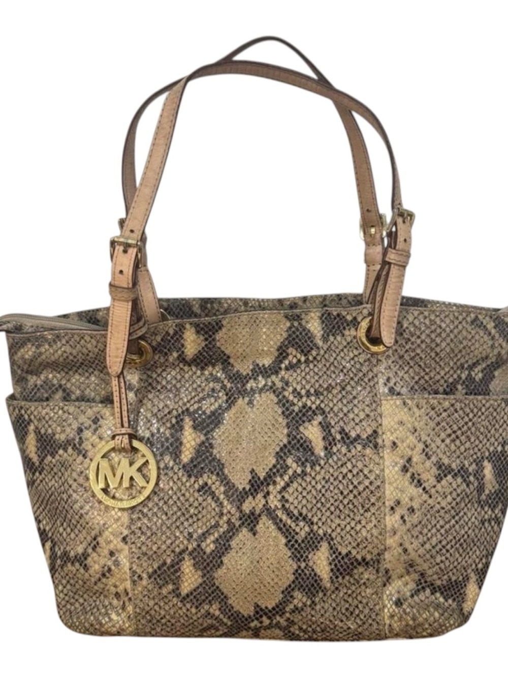 Michael Kors Snake-Print Tote in Tan and Black